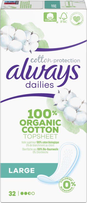 Always Dailies Cotton Protection Inlegkruisjes Groot 32 Stuks.